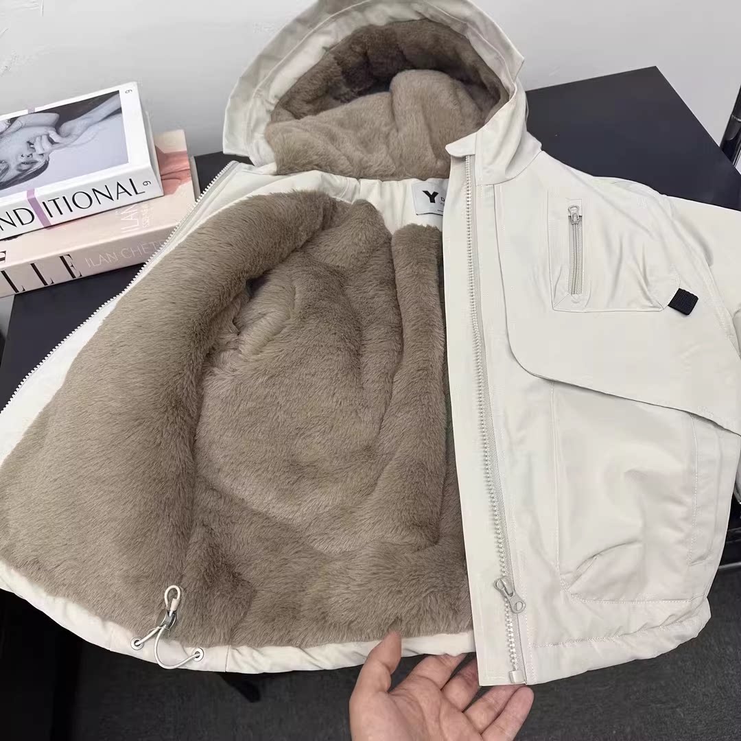 男童加绒加厚派克服棉衣