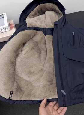 男童派克服2025新款棉袄秋冬棉衣外套加绒加棉加厚冬季冲锋衣棉服