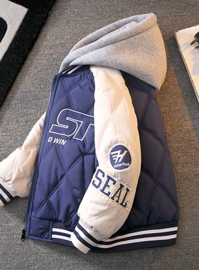 儿童棉衣外套秋冬季2025新款加棉加厚棉服中大童男孩棒球服棉袄潮