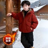 男童派克服加绒2025秋冬新款 棉袄 棉服中大童棉衣外套加棉加厚冬季