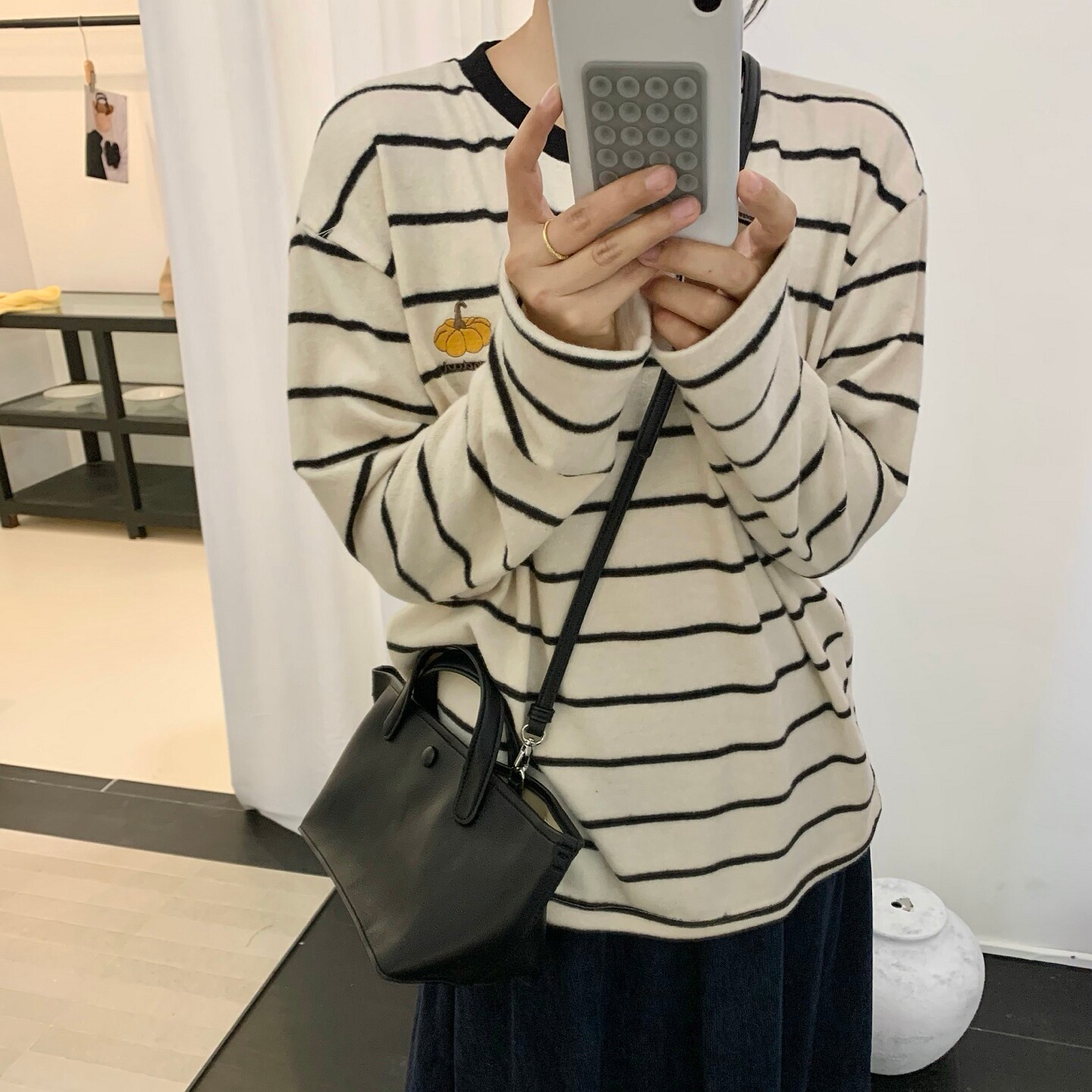 韩系刺绣小南瓜长袖T恤女加厚冬