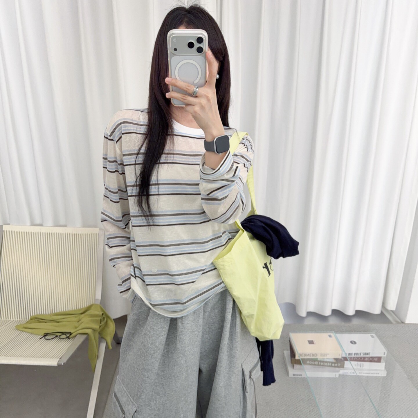 韩版条纹防晒长袖T恤女夏季薄款