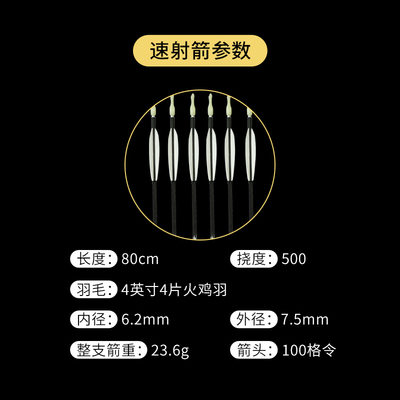 4片火鸡白羽500挠80cm纯碳速射箭