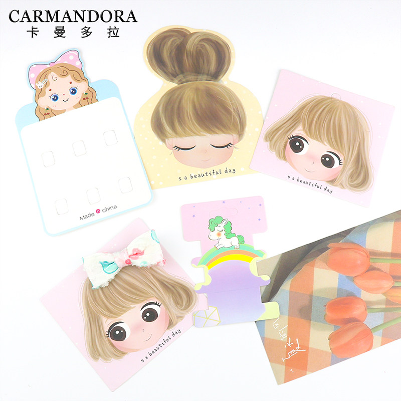 多拉diy韩式精美卡通可爱娃娃卡纸手工发饰发夹发圈卡片材料配件