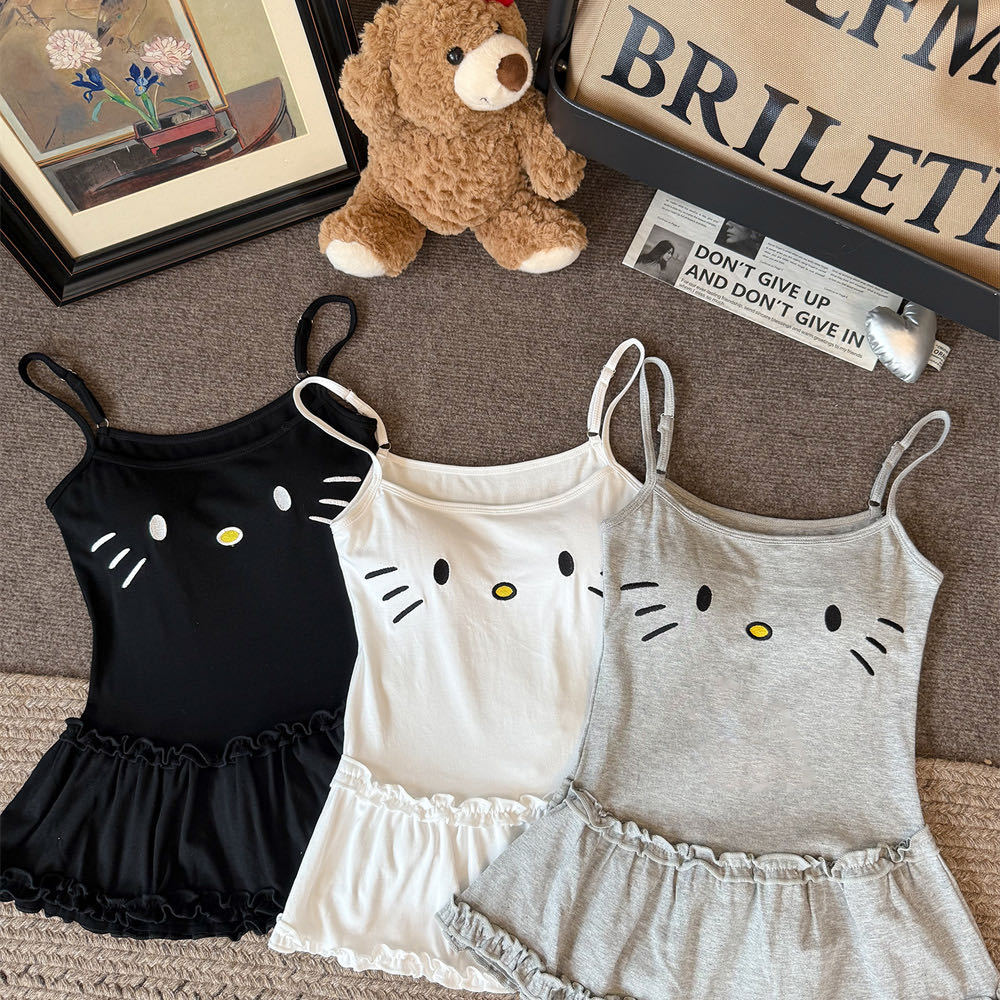 纯欲风性感叠穿kt猫吊带背心上衣