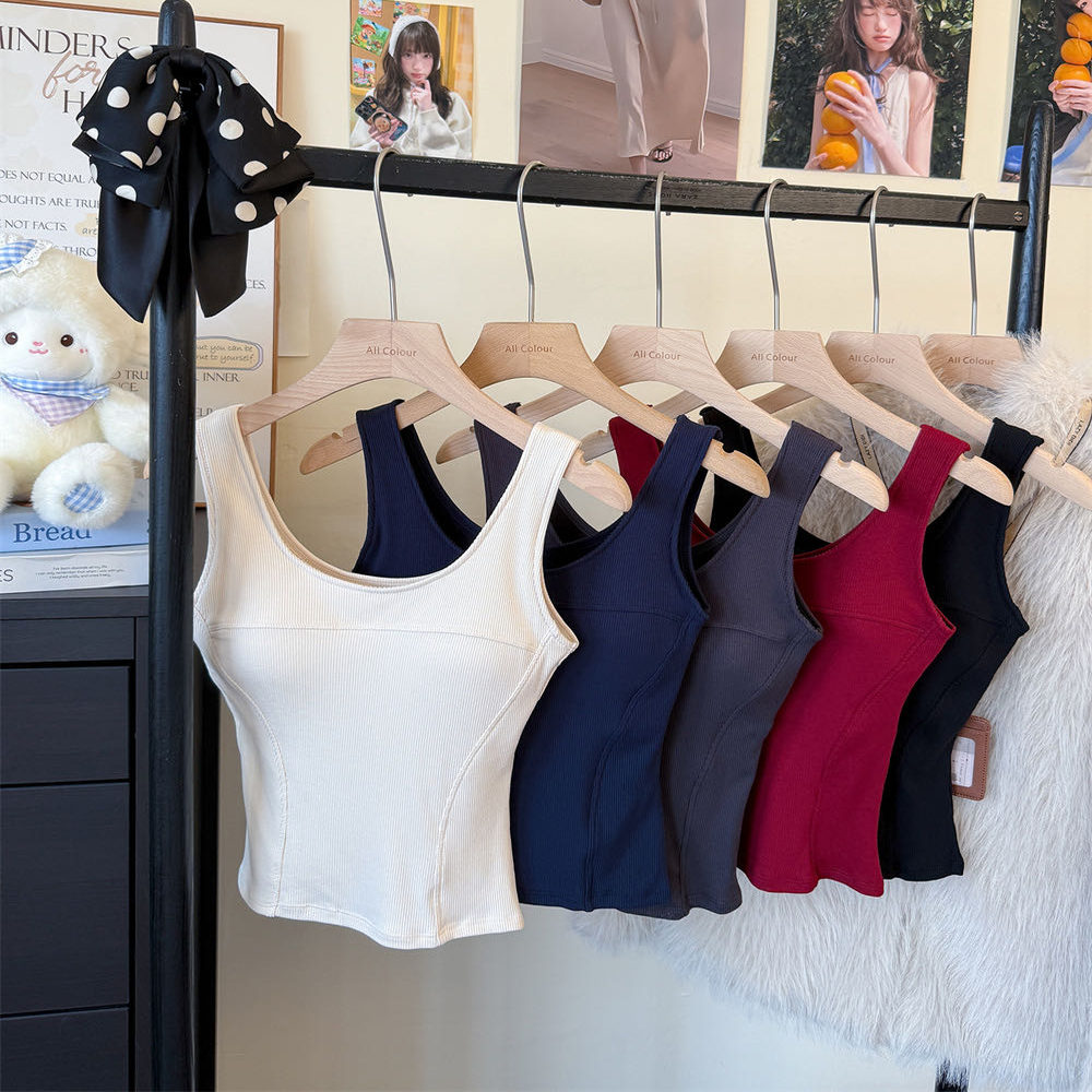 韩系辣妹磨毛吊带背心打底衫上衣