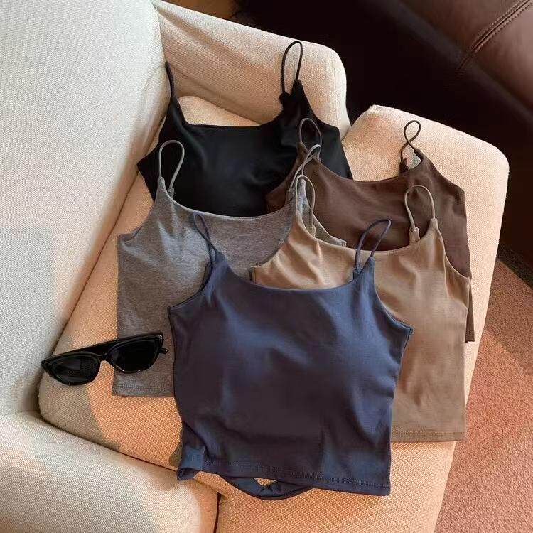 纯欲风性感辣妹露背吊带背心女带胸垫内搭修身显瘦打底抹胸上衣潮