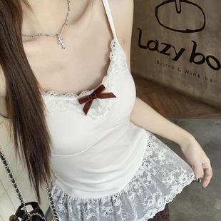 纯欲性感蕾丝吊带连衣短裙女带胸垫设计感叠穿内搭修身显瘦小上衣