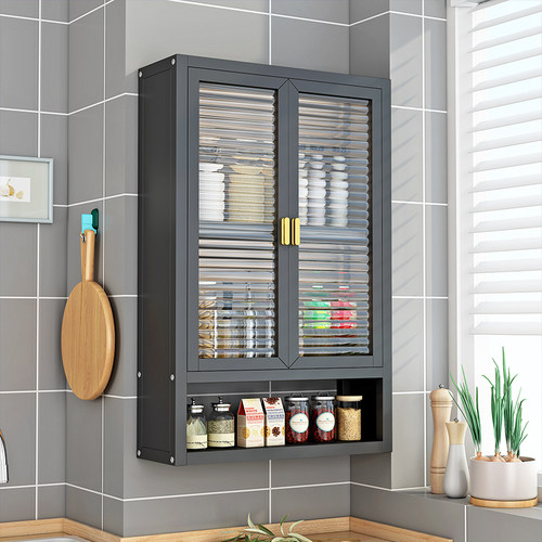 厨房墙壁置物带门防尘调料收纳柜