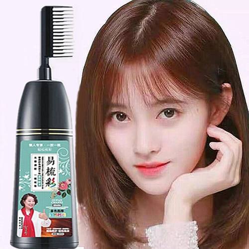 2025流行纯天然无刺激炫彩遮盖白发染发剂纯植物在家染头发梳