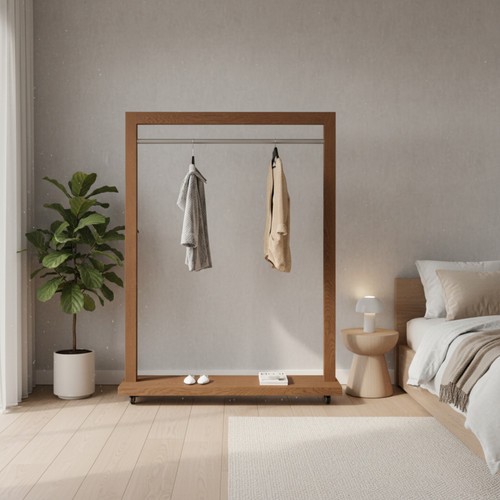 服装店展示架实木落地式中岛架买手店中古风陈列架民宿酒店挂衣架