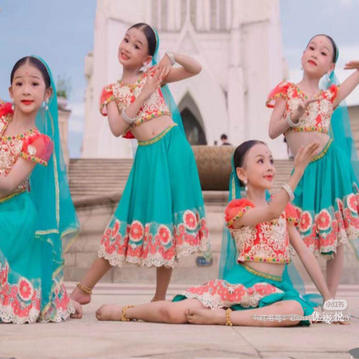 帕莎女孩印度舞演出服新疆花儿异域风情肚皮舞天竺少女民族舞蹈服