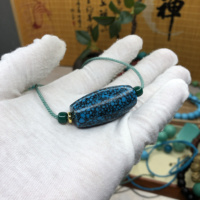 湖北原礦高瓷烏藍(lán)花吊墜鎖骨鏈