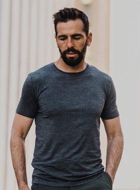 可机洗男极细17.5美利奴羊毛短袖T恤170gsm双纱贴身排汗透气速干