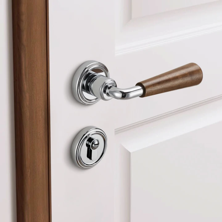 中古风门锁法式复古门把手室内美式卧室胡桃木木柄家用静音房门锁,基础建材,机械门锁,淘宝优惠券,粉丝福利购,淘宝优惠卷