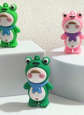 立体PVC软胶绿色青蛙卡通钥匙扣挂件汽车中控摆件包包DIY配饰配件