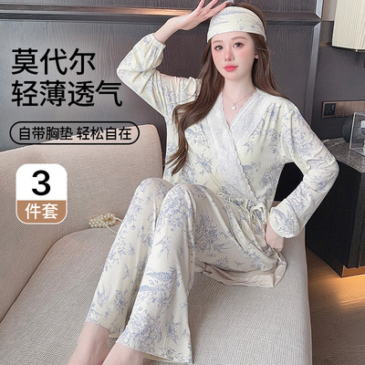 莫代尔月子服女夏秋冬9月份10产后产妇哺乳期睡衣纯棉孕妇家居服 — 4