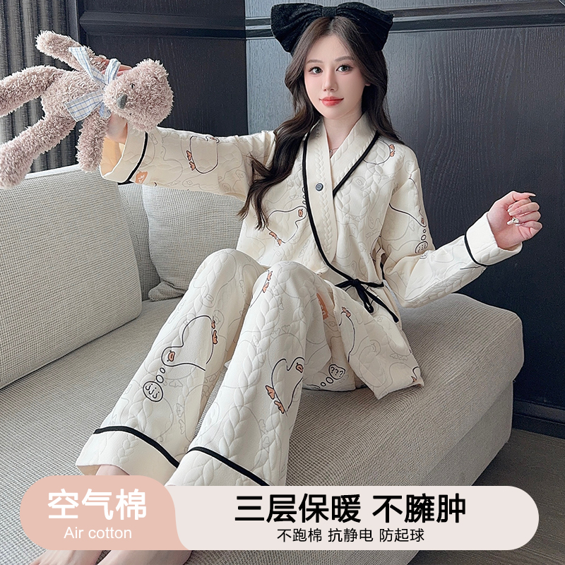 月子服秋冬纯棉a类产后孕妇家居服冬季可外穿产妇哺乳加厚空气棉