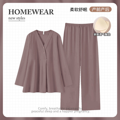 月子服纯产后棉孕妇睡衣产妇吸汗喂奶哺乳夏季薄款孕妇秋冬家居服 — 5