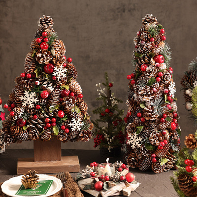 圣诞松果干果摆件布置桌面装饰品