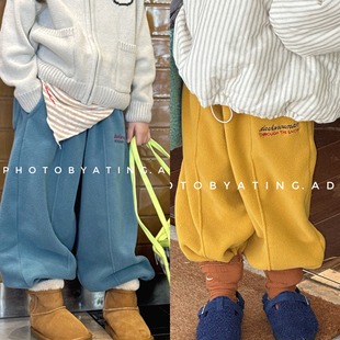 25秋冬儿童中小童抓绒卫裤男童女童软软保暖休闲长裤宽松运动裤子