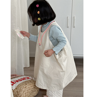 26春女童女宝宝叠穿背心裙韩系穿搭儿童纯色森系文艺连衣裙宽松7