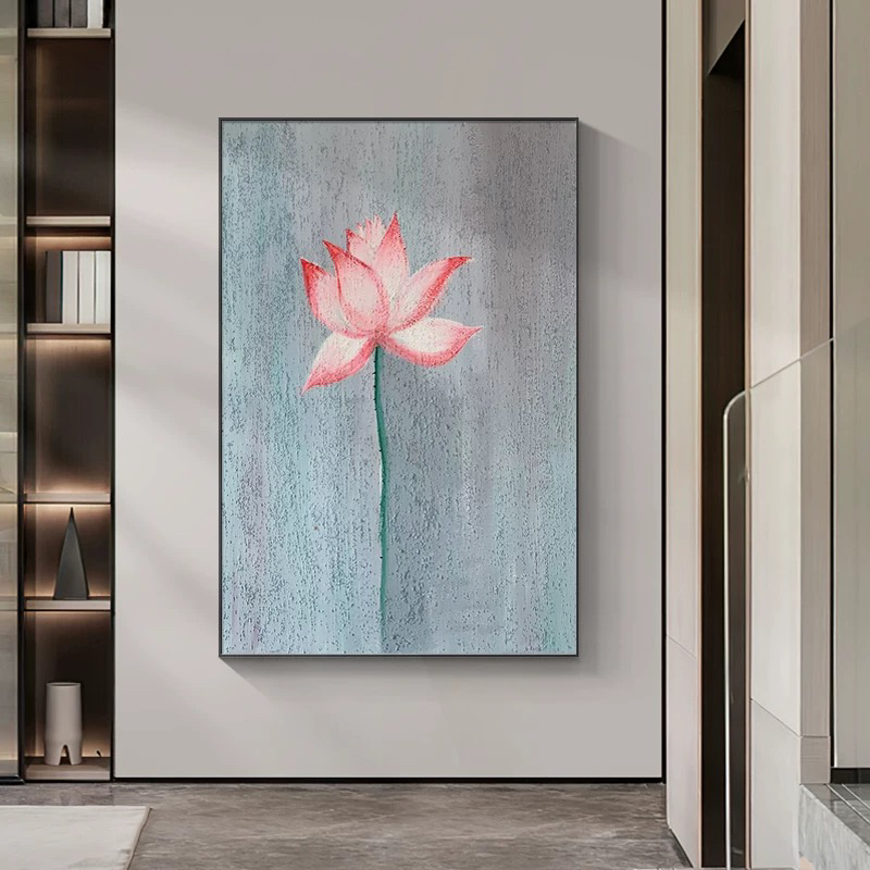 《荷花》抽象装饰画玄关过道挂画卧室床头壁画餐厅肌理挂画定制画图片