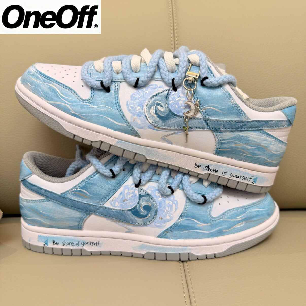 【定制球鞋】Nike Dunk月下碧波行手绘晕染泼墨耐磨防滑低帮板鞋