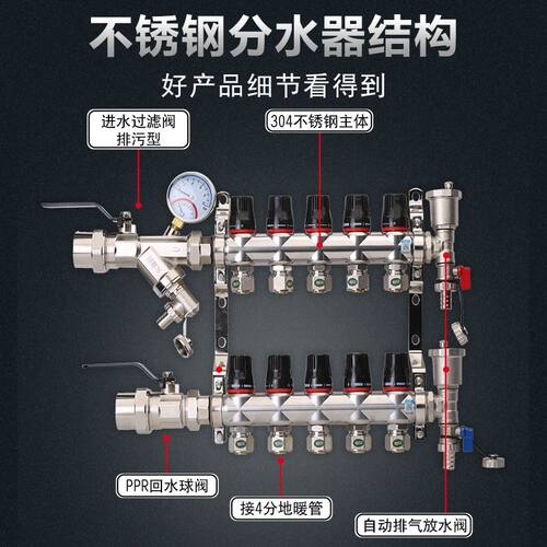 304不锈钢家用地热分水器海洁