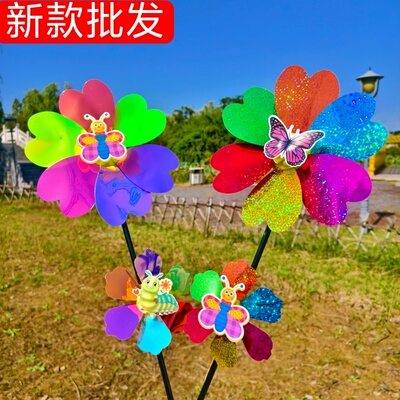 10个新款热卖户外活动旋转地摊货儿童玩具幼儿园礼品笑脸七彩风车