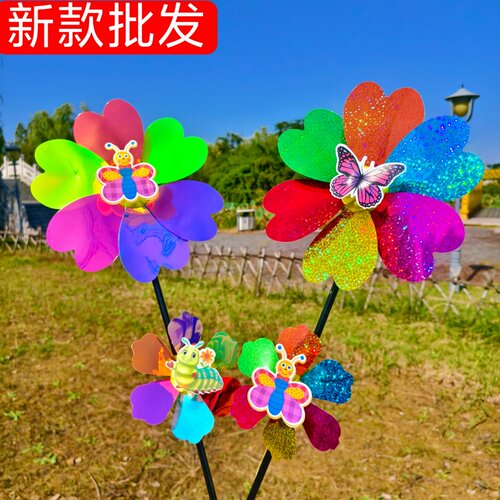 10个新款热卖户外活动旋转地摊货儿童玩具幼儿园礼品笑脸七彩风车