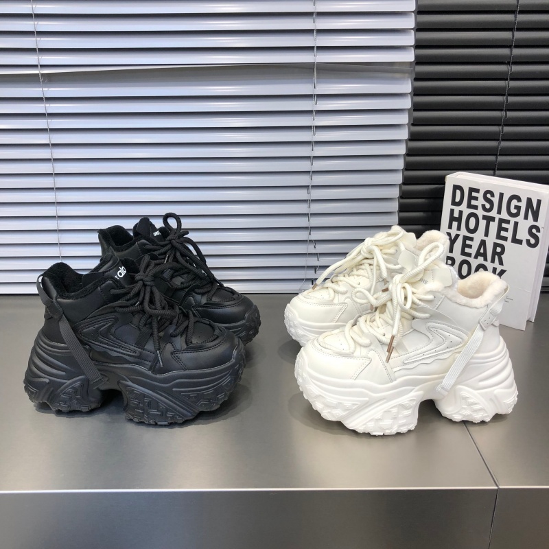 厚底增高显瘦加绒高帮休闲老爹鞋