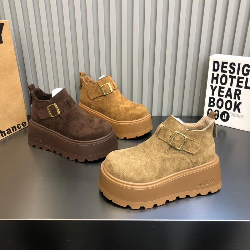 魔术贴大棉中帮厚底增高勃肯短靴