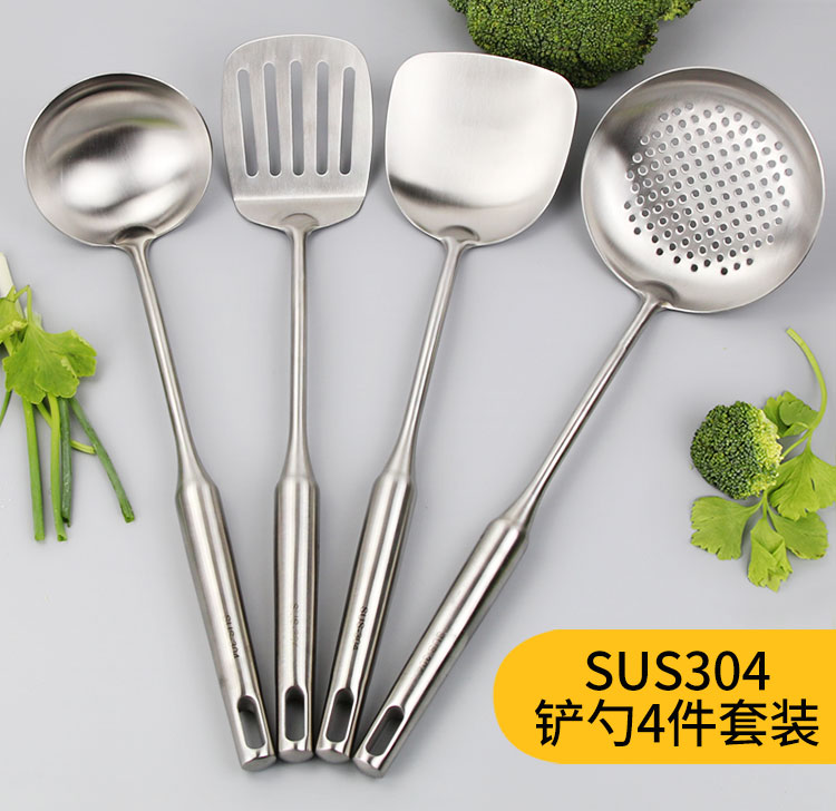 304不锈钢锅铲汤勺子厨房家用三件套装防烫炒菜铲子 全套烹饪厨具