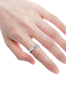 925纯银戒指小众设计白玛瑙食指开口戒冷淡风高级时尚百搭指环女