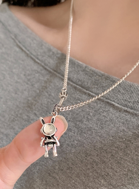 S925银可爱小兔子吊坠项链