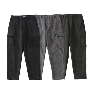 小码特价！加厚 工装冬季保暖毛呢多袋休闲裤男裤直筒九分裤长裤
