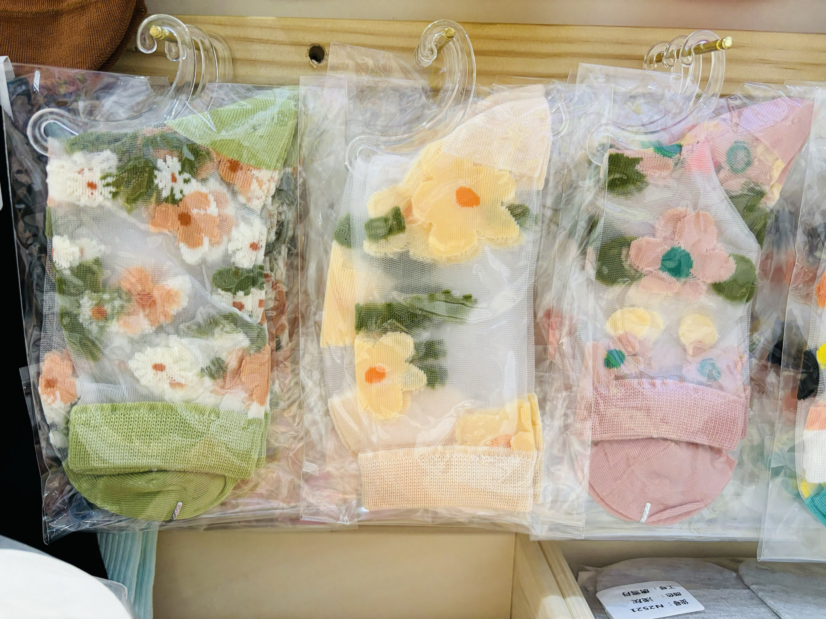 袜子女夏季薄款玻璃丝中筒日系复古小花百搭凉鞋透气水晶袜ins潮