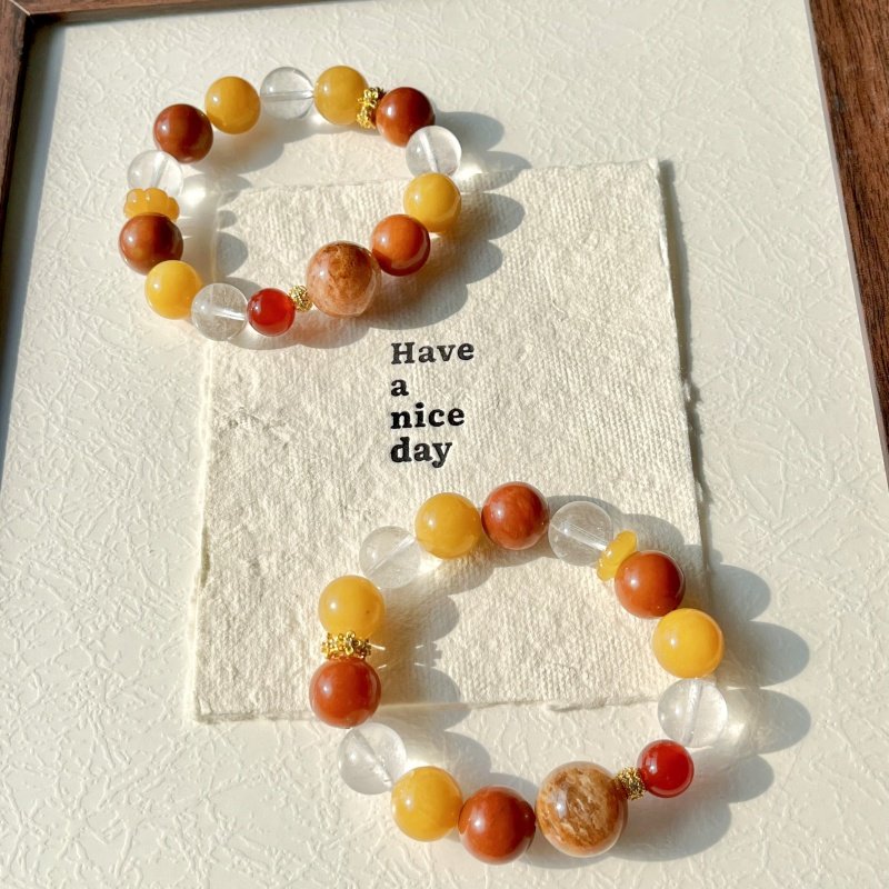 《漫秋梧桐》天然橙雪花幽灵黄玉辽阳红岫玉多宝水晶手串 灵动感,饰品/流行首饰/时尚饰品新,手饰/手串,淘宝优惠券,粉丝福利购,淘宝优惠卷