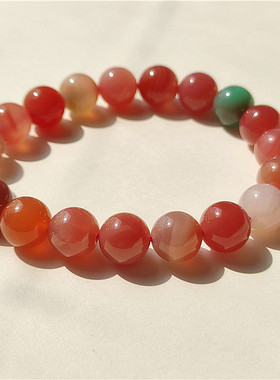 糖果qq天然盐源玛瑙手串彩色蜜桃