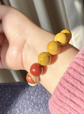 天然阿拉善玛瑙手串奶昔奶冻