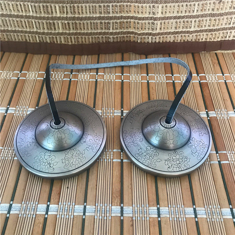 尼泊尔进口碰铃法器铜手工雕花打击乐器法会铃钹碰钟法铃