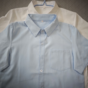 一夕光jk原创jk衬衫女短袖上衣日式制服学院风水蓝色宽松百搭内搭