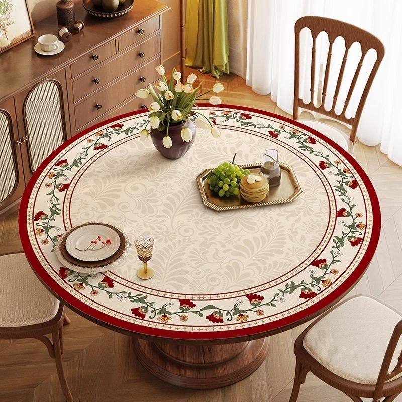 复古美式PVC圆桌垫圆形高级感餐垫防水防油防烫茶几桌布免洗垫子,居家布艺,办公桌垫,淘宝优惠券,粉丝福利购,淘宝优惠卷