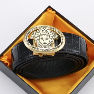 皮带男真皮高档自动扣时尚商务休闲男士裤带奢侈品鳄鱼纹牛皮腰带