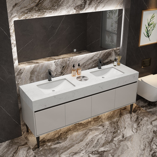 可定制公共厕所双盆落地浴室柜组合卫生间两人大理石洗手台洗脸池