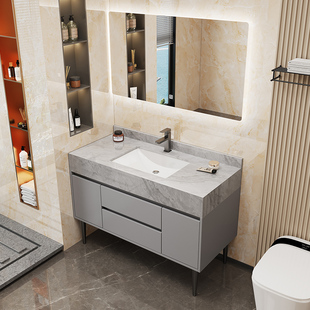 支持定制公共厕所落地式浴室柜组合大理石双盆洗手台卫生间洗脸池