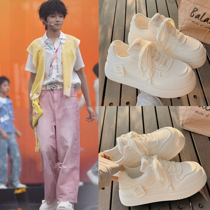 TF家族4代王橹杰同款鞋子板鞋休闲面包鞋可爱设计运动法式小白鞋图片