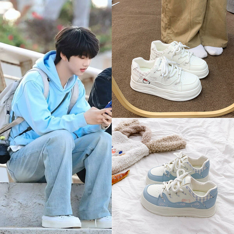 TF家族4代张函瑞同款可爱小猫款运动小白鞋厚底增高学生休闲板鞋