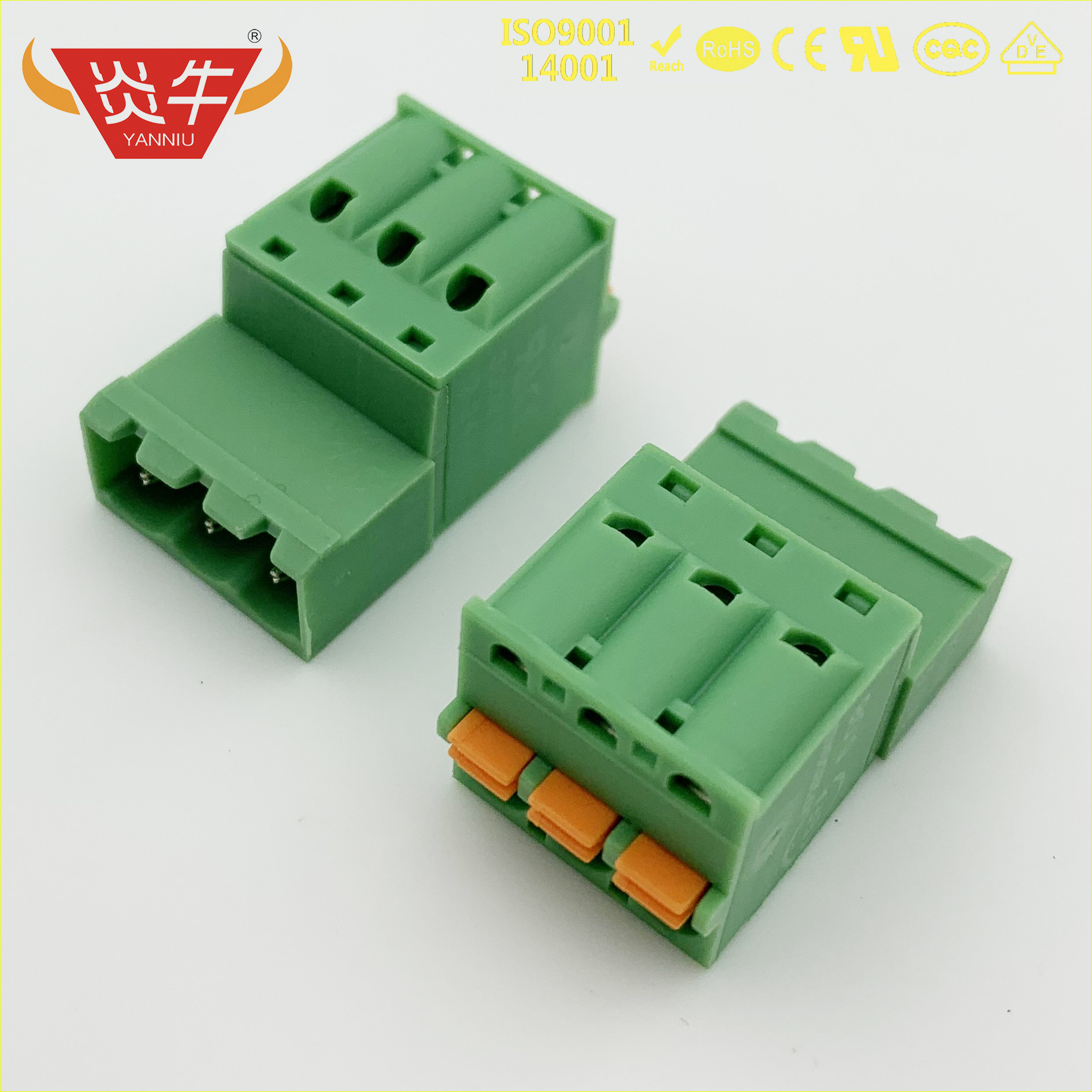 弹簧插拔式pcb接线端子kf2edgkdr 5.0mm fkic2.5 st 连接器接插件